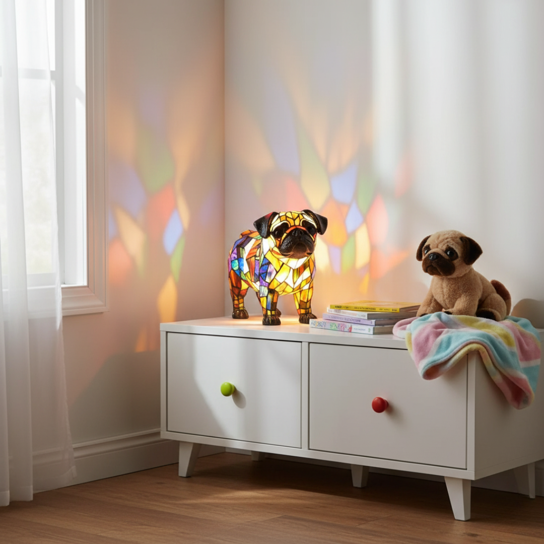 Pug Mosaic Lamp